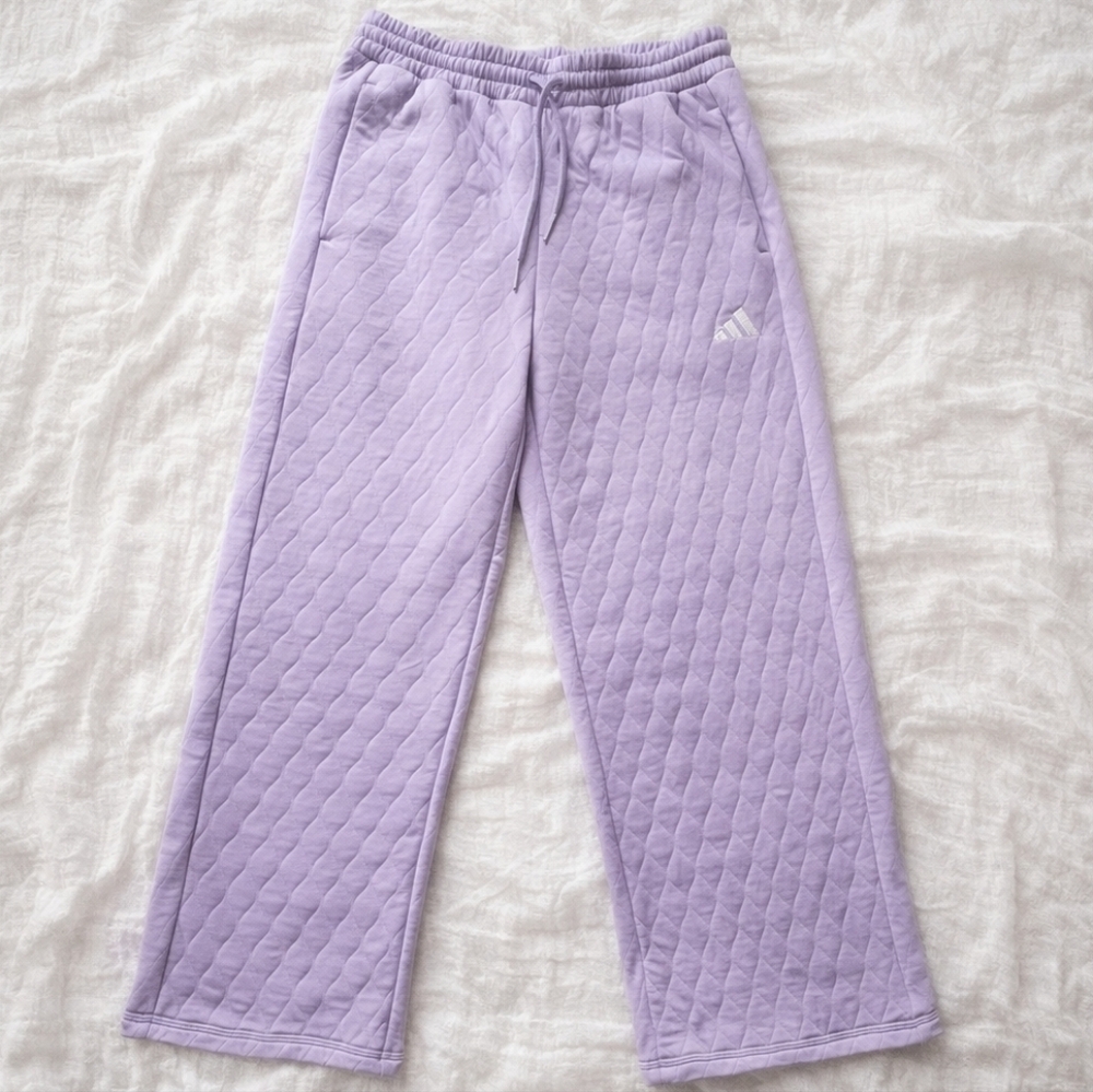Adidas Lilac Quilted Jogger Pants NWOT Lavender Athletic Lounge Pants Womens